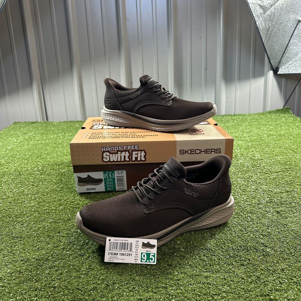 Skechers Swift Fit Slip-Ins Men's Sneakers Brown US 9.5 182006/BRN New in Box